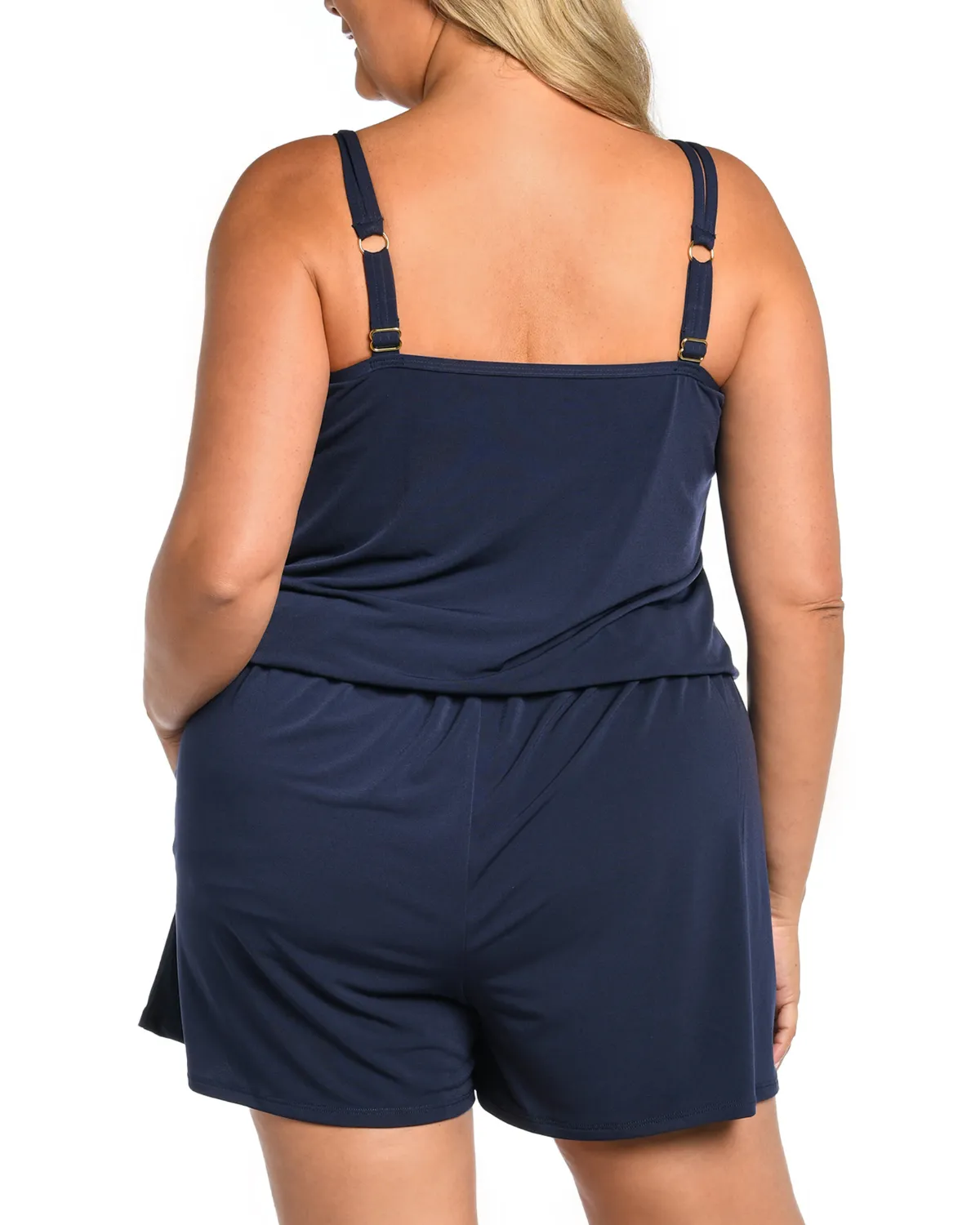2024 Maxine of Hollywood Women's Plus Solid Jersey Swim Romper One Piece/Cover Up - Mw9md45
