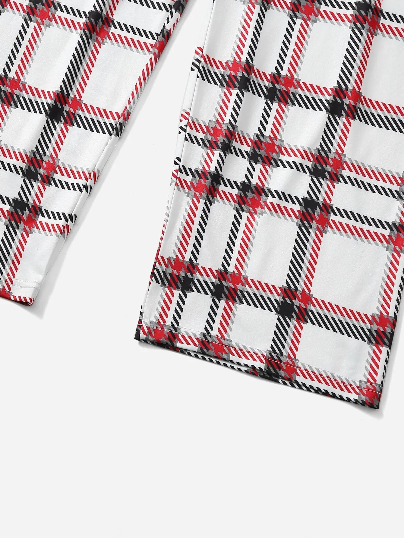 3Pcs Plaid Bow Front Pajama Set