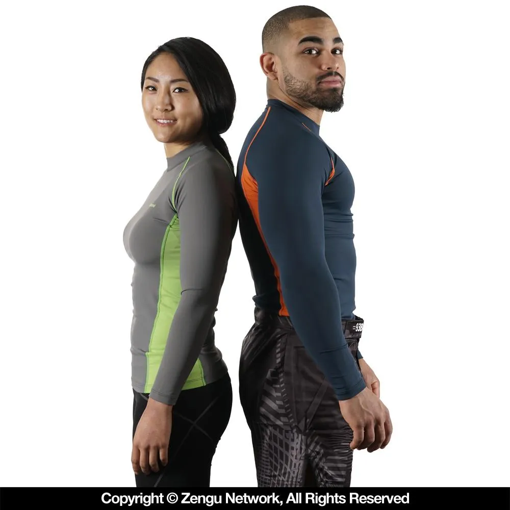 93brand "Standard Issue" Long Sleeve Women's Rash guard 2-Pack Grey/Green, Blue/ Orange