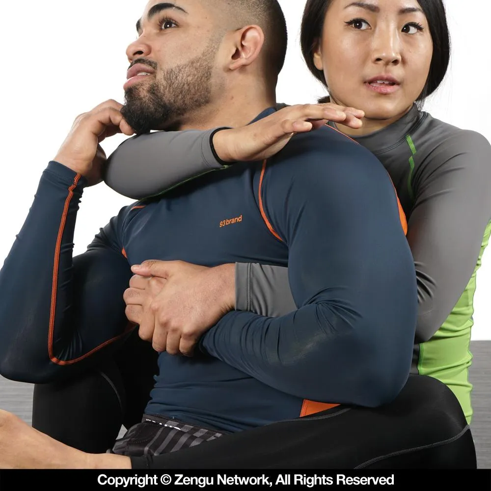 93brand "Standard Issue" Long Sleeve Women's Rash guard 2-Pack Grey/Green, Blue/ Orange