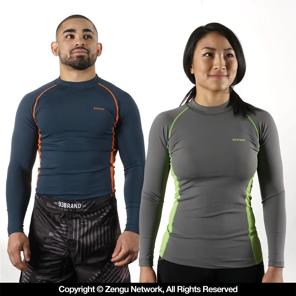 93brand "Standard Issue" Long Sleeve Women's Rash guard 2-Pack Grey/Green, Blue/ Orange