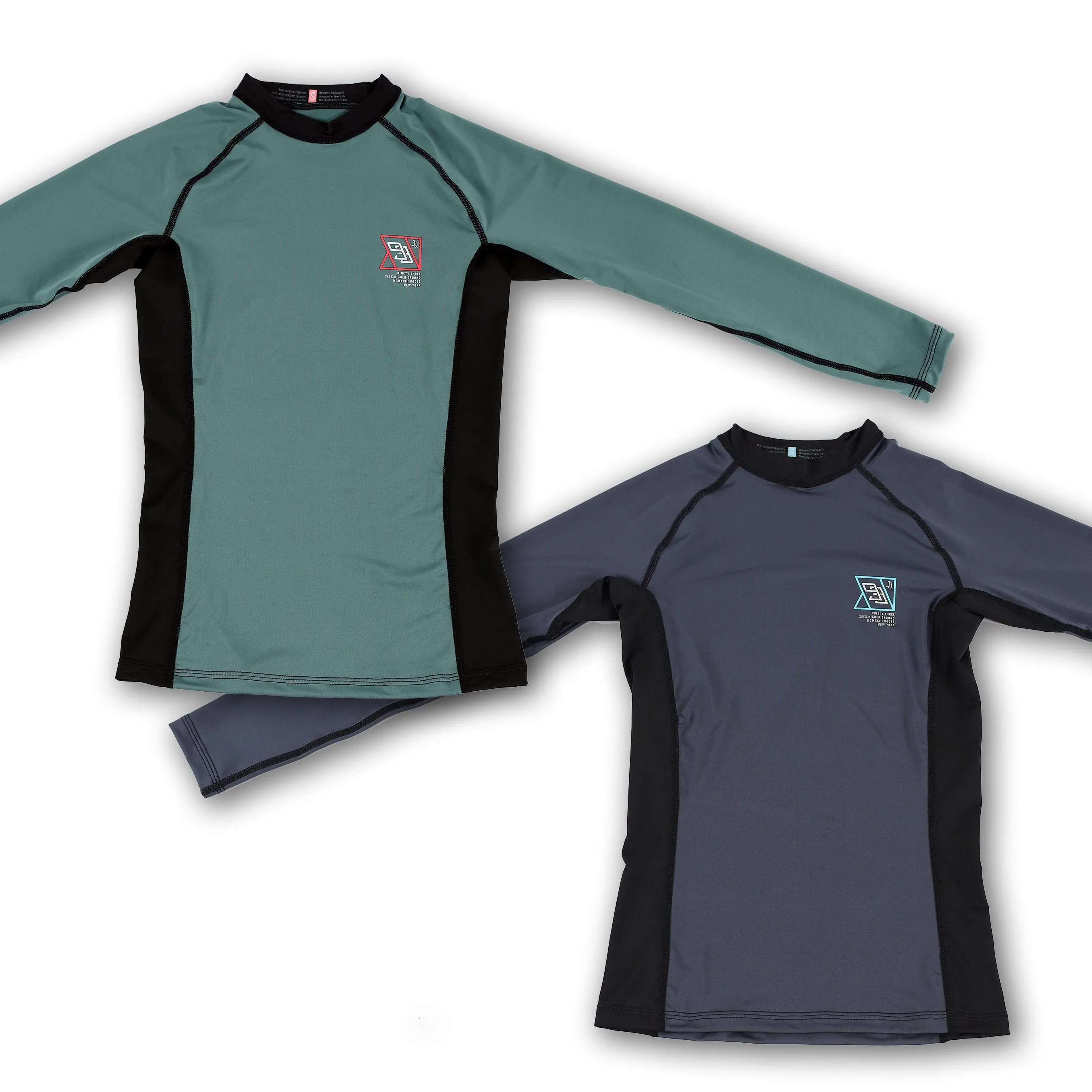 93brand Standard Issue Women's LS Rash Guards 2-PACK (Sage Green, Slate Grey)