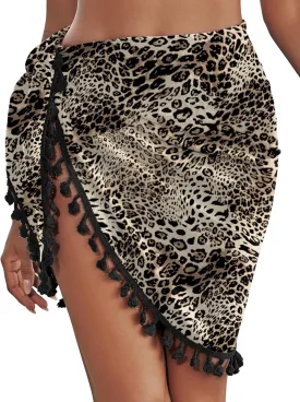 AI'MAGE Sarong Wraps for Women Swimsuit Coverups Beach Bathing Suit Cover Up Tassels Bikini Short Wrap Skirts for Swimwear