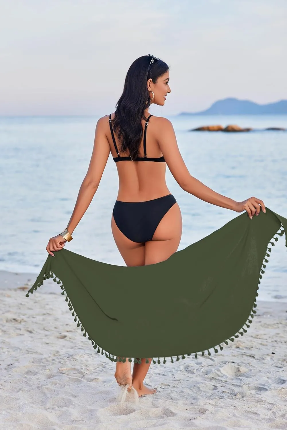AI'MAGE Sarong Wraps for Women Swimsuit Coverups Beach Bathing Suit Cover Up Tassels Bikini Short Wrap Skirts for Swimwear