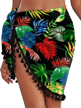 AI'MAGE Sarong Wraps for Women Swimsuit Coverups Beach Bathing Suit Cover Up Tassels Bikini Short Wrap Skirts for Swimwear