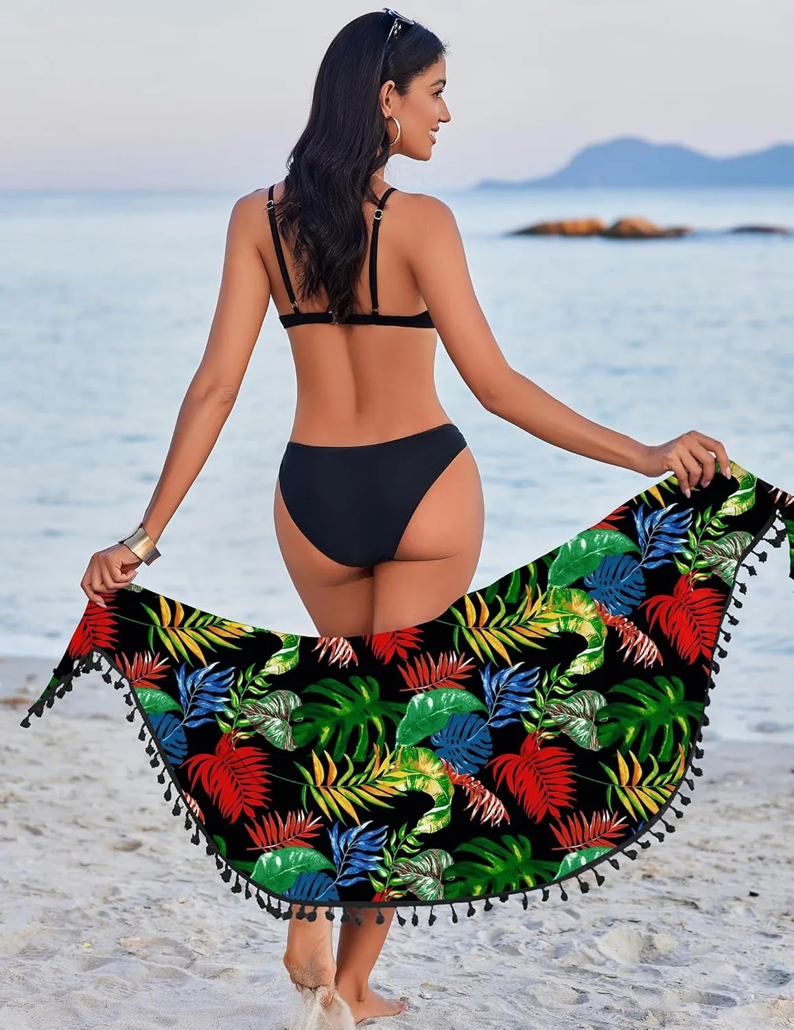 AI'MAGE Sarong Wraps for Women Swimsuit Coverups Beach Bathing Suit Cover Up Tassels Bikini Short Wrap Skirts for Swimwear