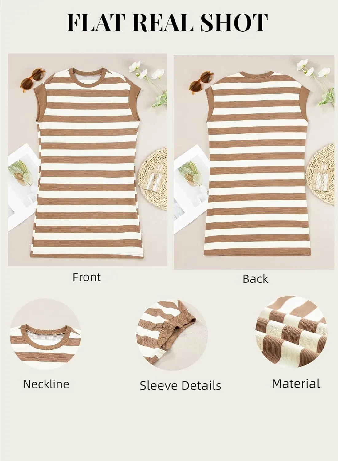 AlvaQ Womens Striped Summer Dresses 2025 Crewneck Cap Sleeve Color Block Casual A Line Tshirt Dress with Pockets