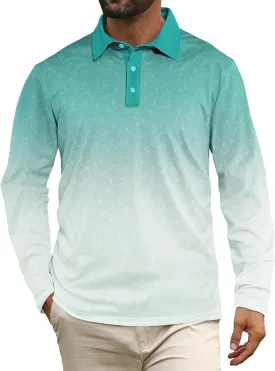APTRO Long Sleeve Polo Shirts for Men Performance Golf Shirt Dry Fit Moisture Wicking Fashion Print T-Shirt
