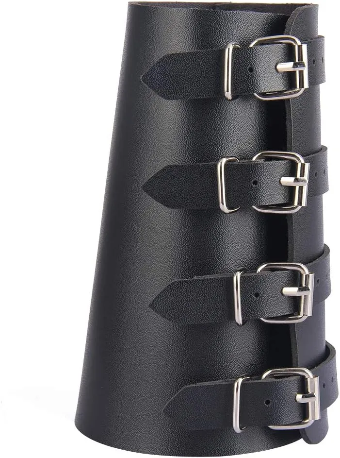 AZORA Leather Gauntlet Wristband Medieval Bracers Wrist Band Buckle Wide Bracer Arm Armor Cuff 2 Pcs