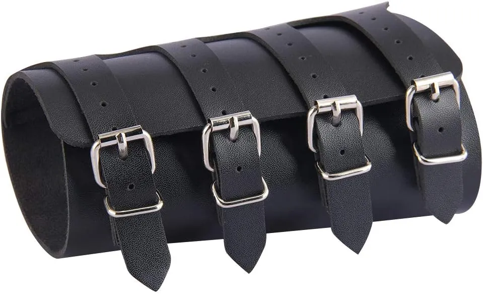 AZORA Leather Gauntlet Wristband Medieval Bracers Wrist Band Buckle Wide Bracer Arm Armor Cuff 2 Pcs