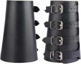 AZORA Leather Gauntlet Wristband Medieval Bracers Wrist Band Buckle Wide Bracer Arm Armor Cuff 2 Pcs