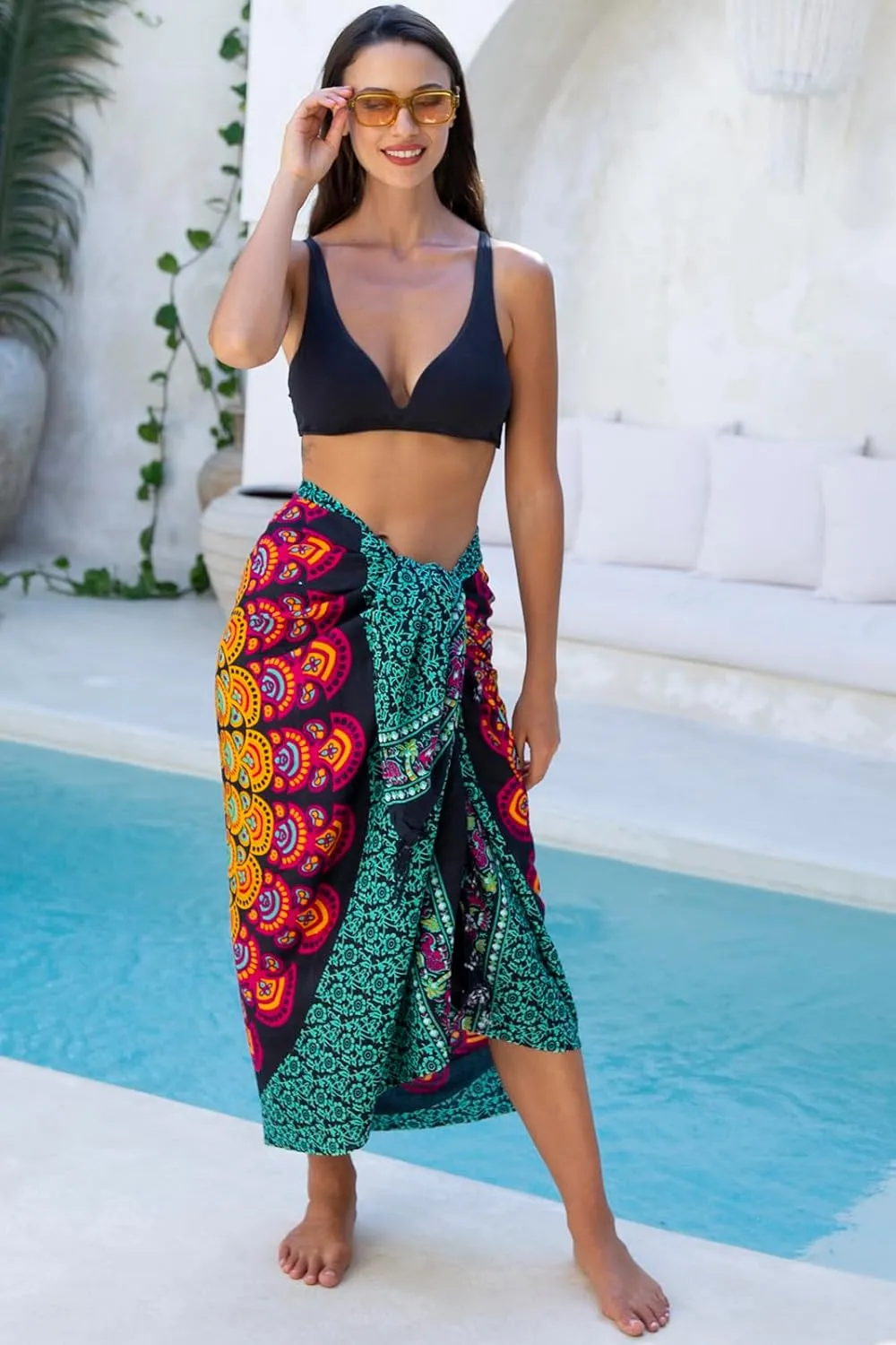 Back From Bali Womens Sarong Beach Swimsuit Bikini Cover up Wrap Peacock & Clip