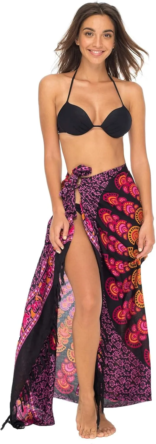 Back From Bali Womens Sarong Beach Swimsuit Bikini Cover up Wrap Peacock & Clip