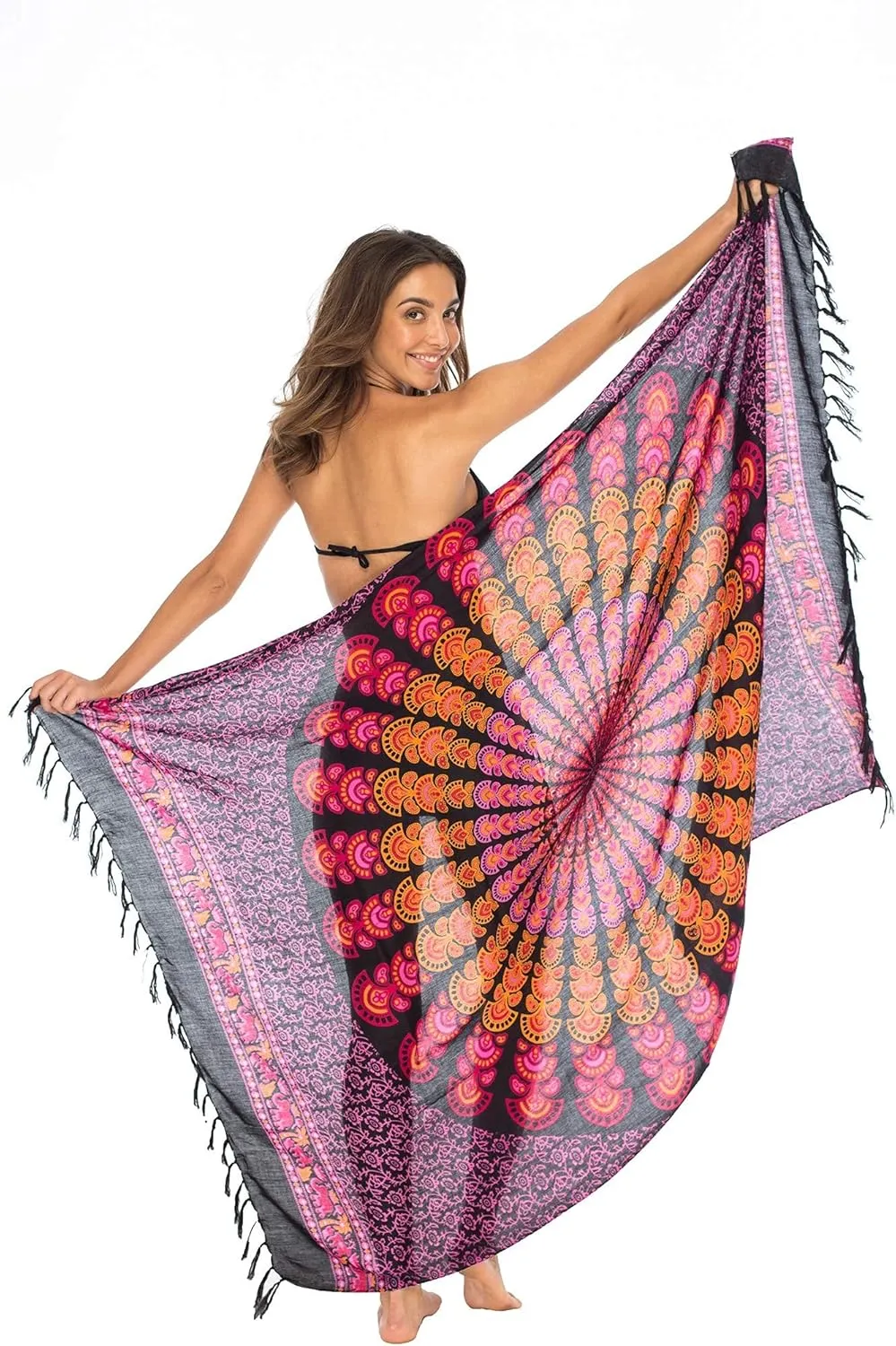 Back From Bali Womens Sarong Beach Swimsuit Bikini Cover up Wrap Peacock & Clip