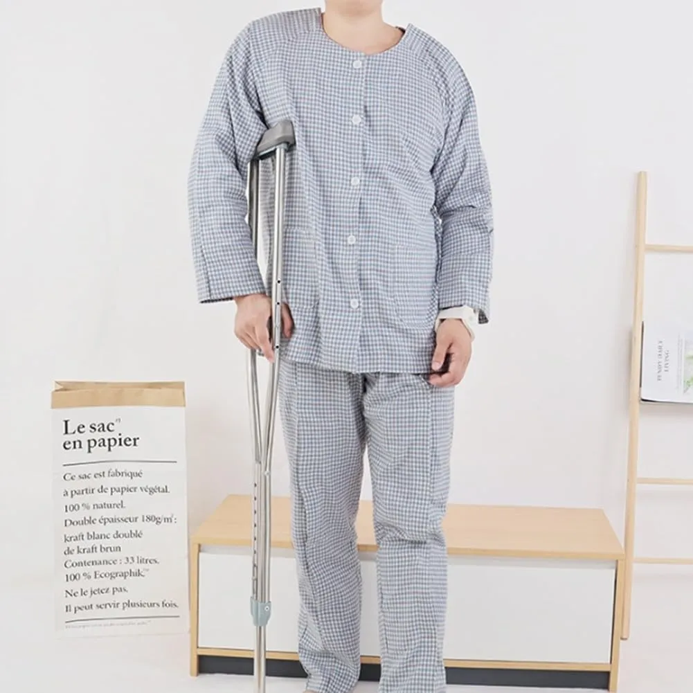 Bedridden Patient Clothing,Patient Clothes,Disability Clothing,Post-op Tearaway Clothes with Magic Sticks,Patient Pajamas Nursing Aid for Elderly,Disabled,Dialysis and Bedridden(Grey1,L) Large Grey1