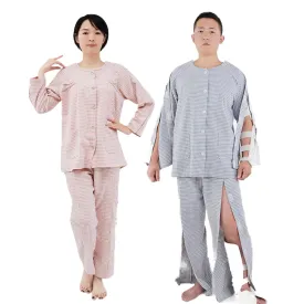 Bedridden Patient Clothing,Patient Clothes,Disability Clothing,Post-op Tearaway Clothes with Magic Sticks,Patient Pajamas Nursing Aid for Elderly,Disabled,Dialysis and Bedridden(Grey1,L) Large Grey1
