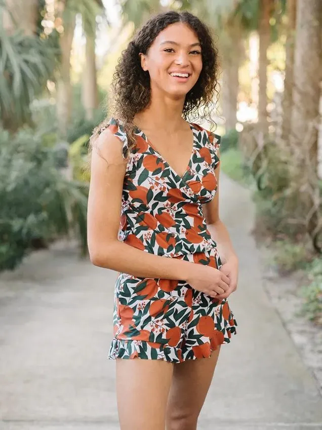 Built In Bra Mom 's Swim Romper Swimsuit For Women