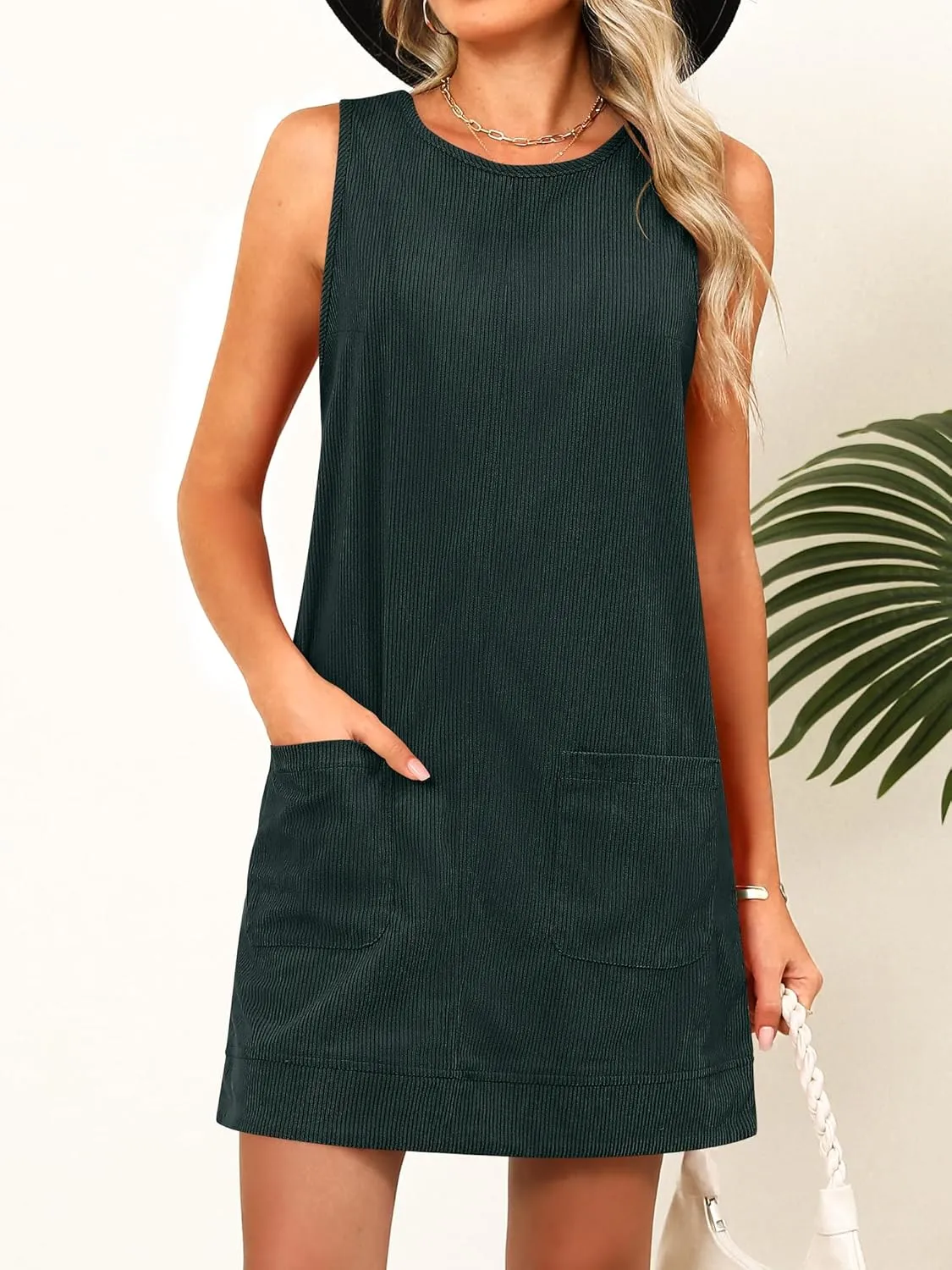 Caracilia Women Corduroy Overall Dress Casual Sleeveless Romper Jumper Mini Dresses Pinafore Skirtall 2025 Trendy Outfits