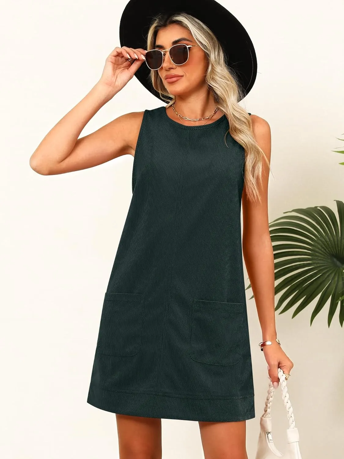 Caracilia Women Corduroy Overall Dress Casual Sleeveless Romper Jumper Mini Dresses Pinafore Skirtall 2025 Trendy Outfits
