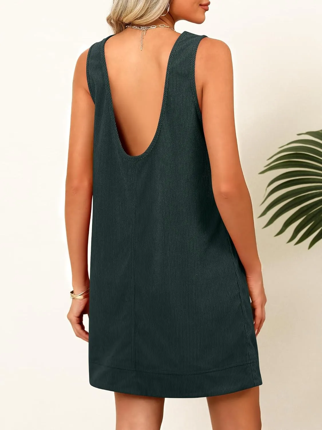 Caracilia Women Corduroy Overall Dress Casual Sleeveless Romper Jumper Mini Dresses Pinafore Skirtall 2025 Trendy Outfits