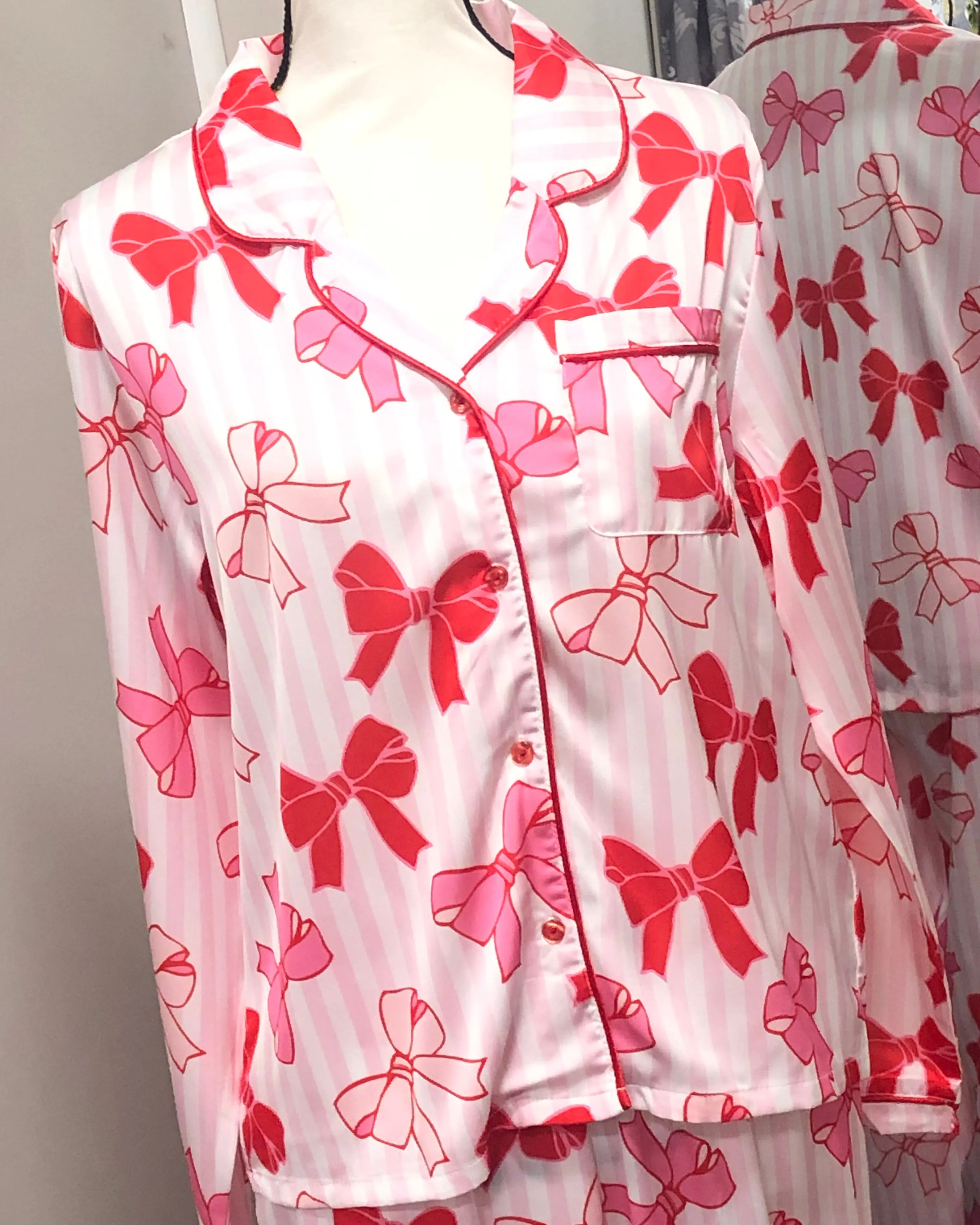 Charlotte Satin Pajama Set - Bows