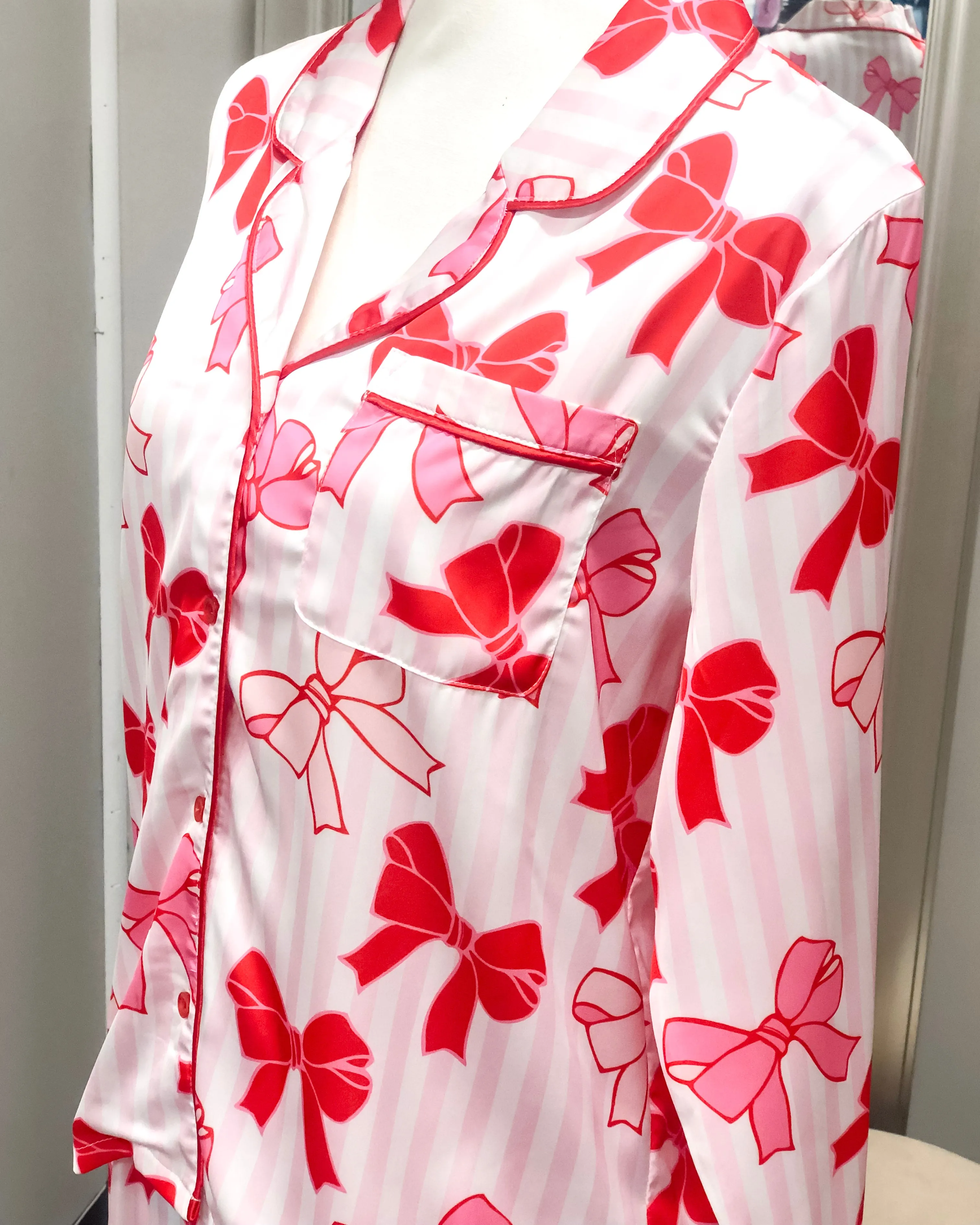 Charlotte Satin Pajama Set - Bows