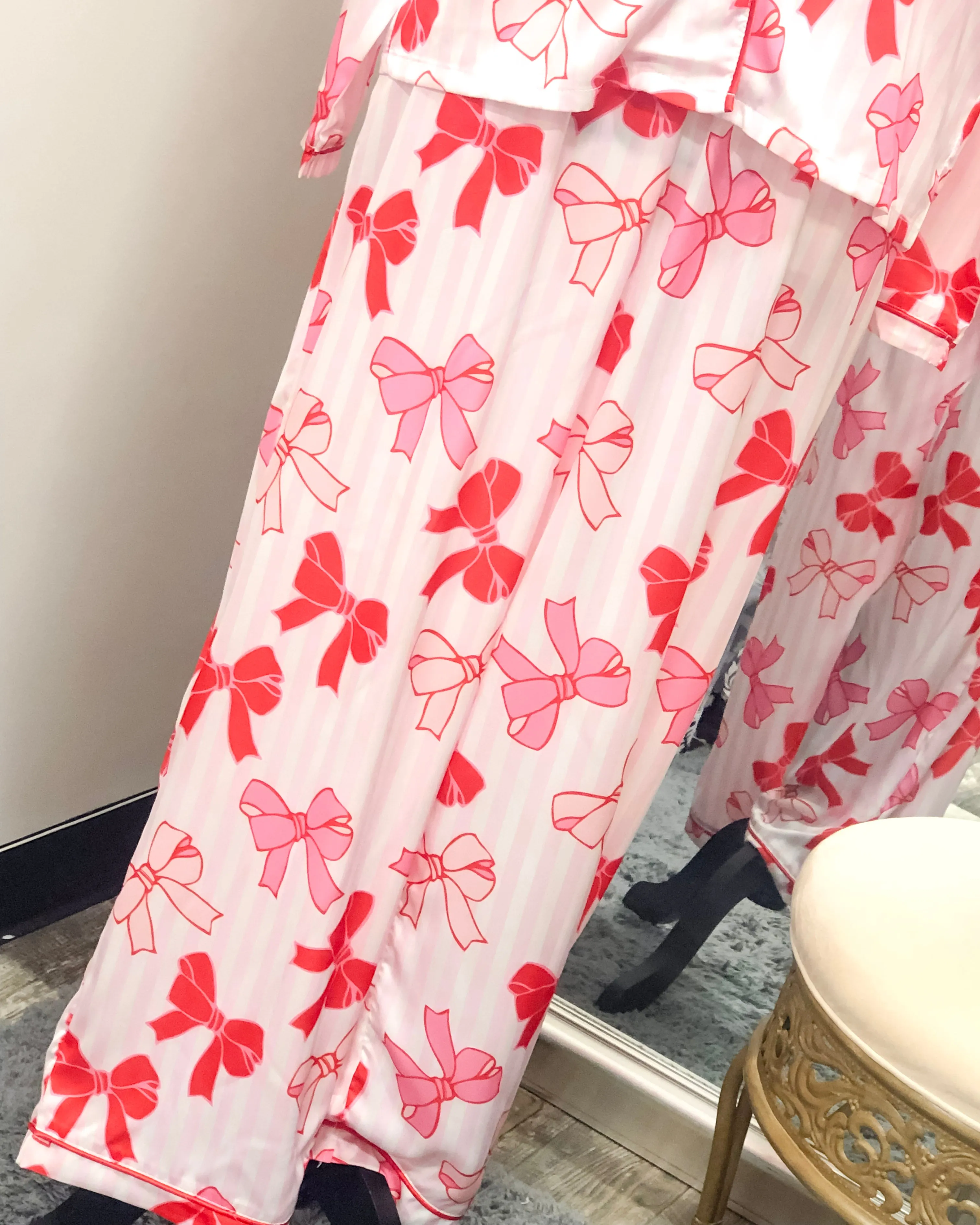 Charlotte Satin Pajama Set - Bows