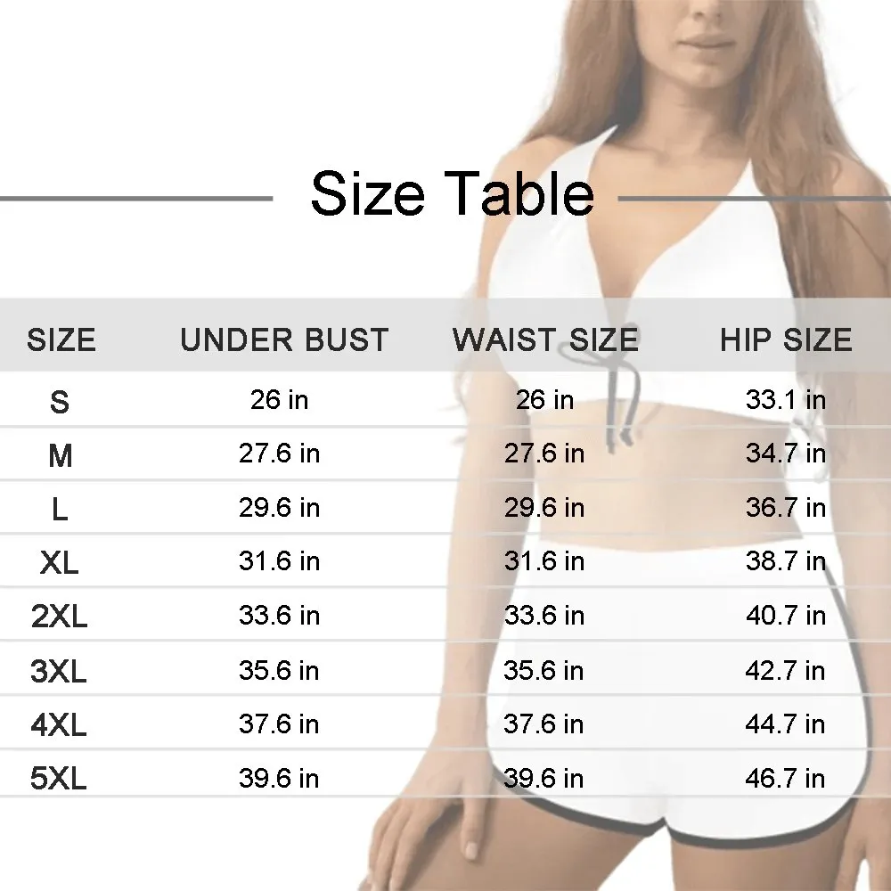 Custom Face Coconut Palm Boyshorts Bikini Set Personalized Halter V Neck Top Athletic Bathing Suit High Waisted Bikini