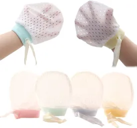 Cute Boys Girls Cotton No Scratch Gloves Drawstring Adjustable Mittens for Baby Infants