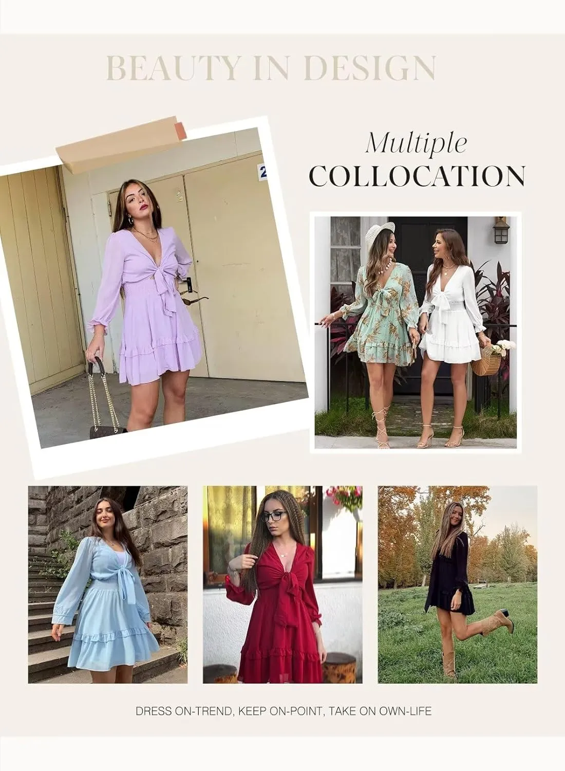 Dokotoo Womens Casual Spring Summer 2025 Deep V Neck Knotted Tiered Chiffon Elegant Mini Short Swing Skater Dresses