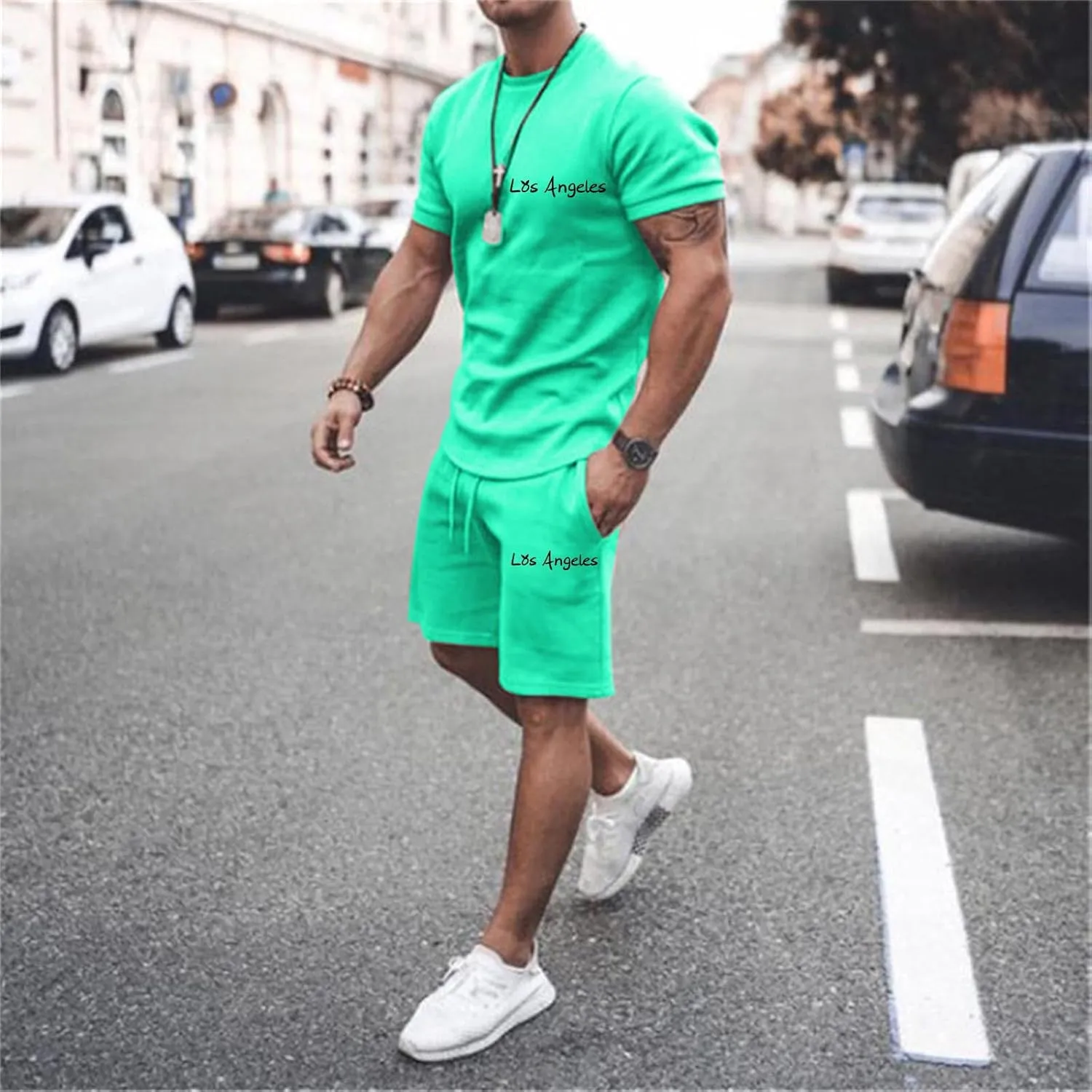 Fashion Men's Tracksuits, 2 Piece Summer Casual Athletic Jogging Sweatsuits Outfits Short Sleeve Track Suits for Men Set