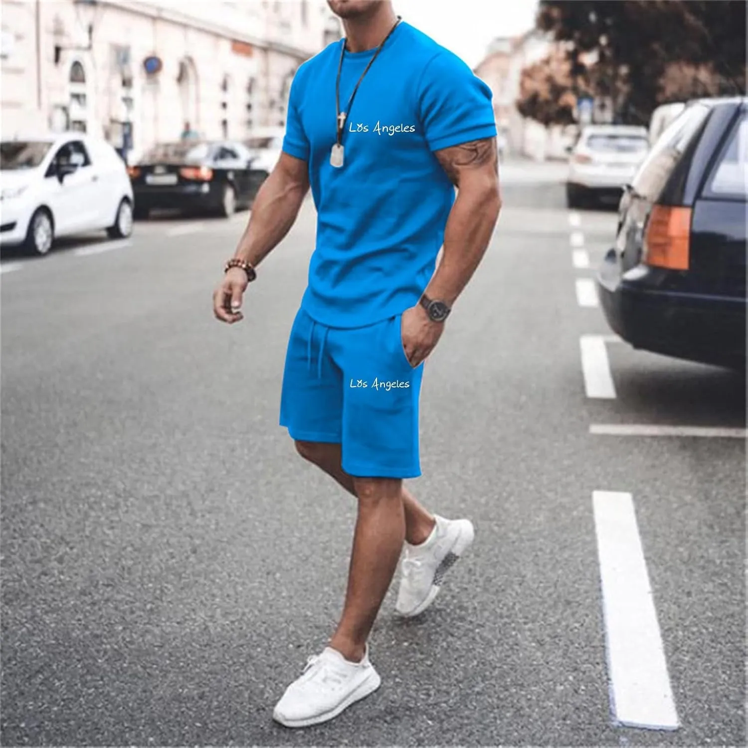 Fashion Men's Tracksuits, 2 Piece Summer Casual Athletic Jogging Sweatsuits Outfits Short Sleeve Track Suits for Men Set