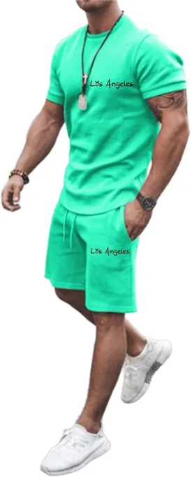 Fashion Men's Tracksuits, 2 Piece Summer Casual Athletic Jogging Sweatsuits Outfits Short Sleeve Track Suits for Men Set