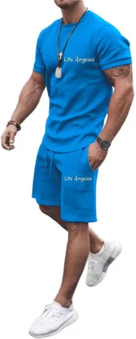 Fashion Men's Tracksuits, 2 Piece Summer Casual Athletic Jogging Sweatsuits Outfits Short Sleeve Track Suits for Men Set
