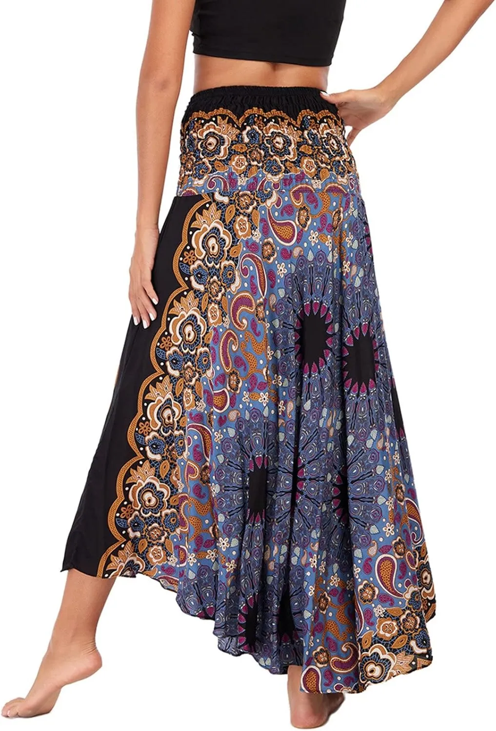 FEOYA Hippie Skirt Boho Skirts for Women Long Gypsy Dress Summer Beach Bohemian Maxi Skirt 2-in-1 Hippy Clothing
