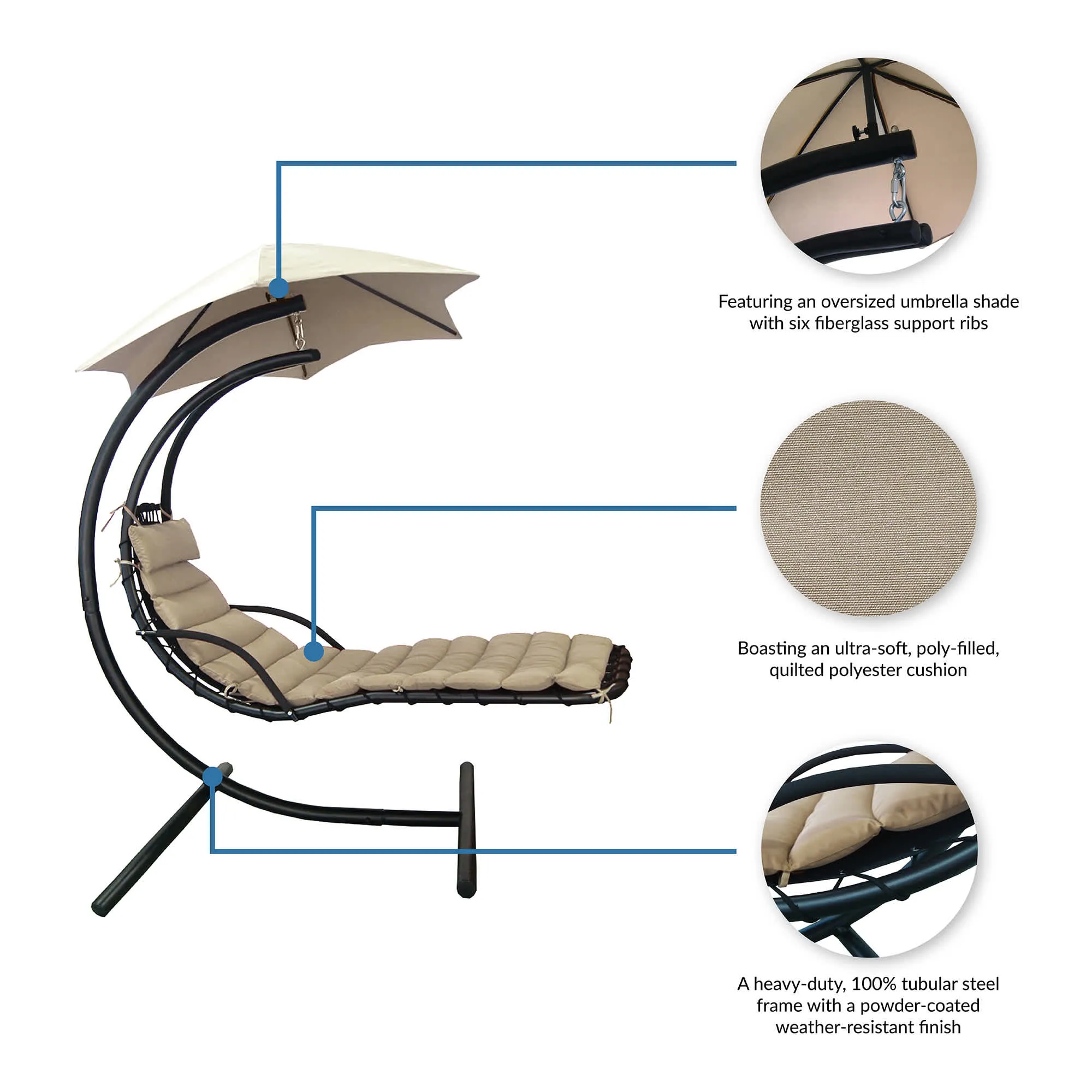 Floating Chaise Lounger with Canopy