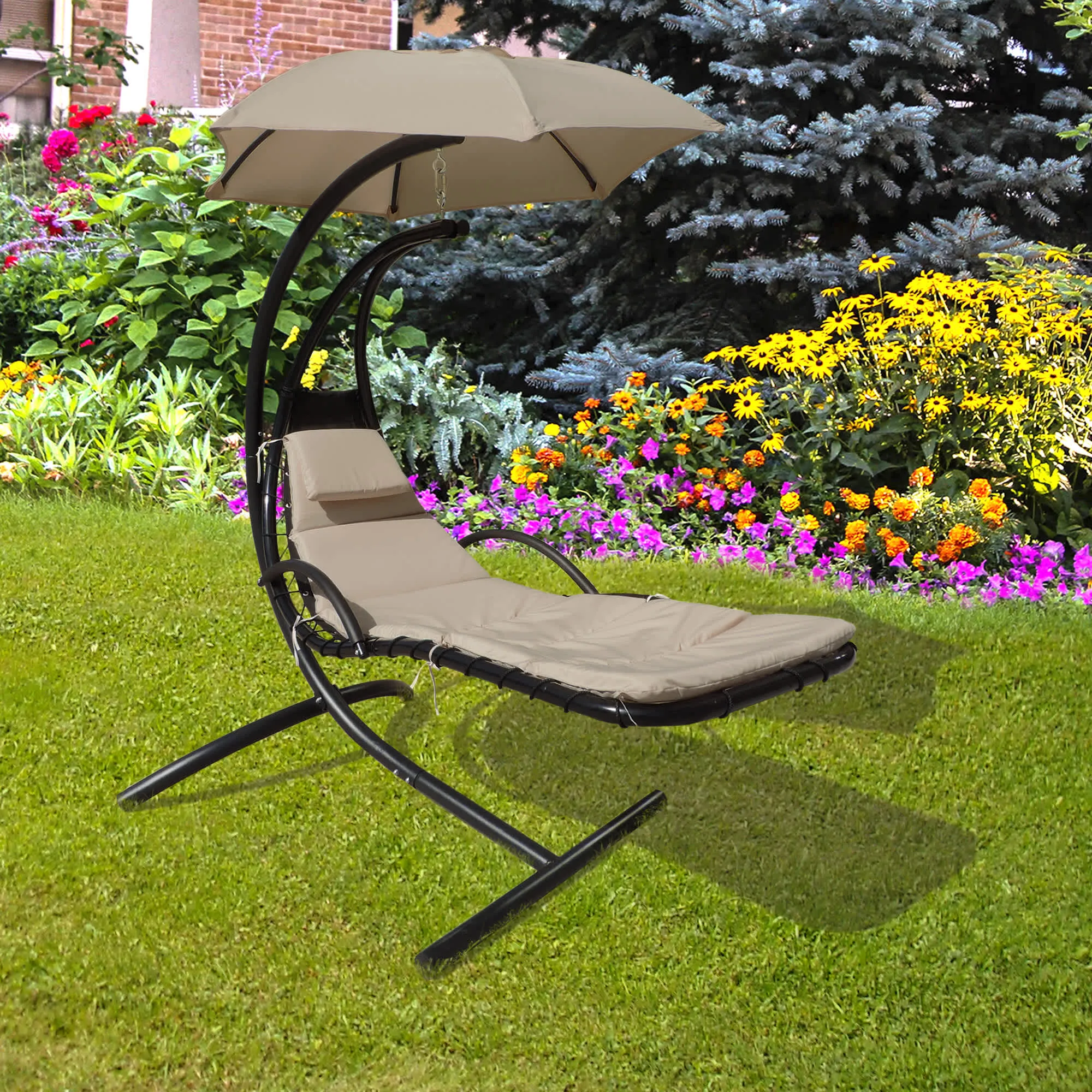 Floating Chaise Lounger with Canopy