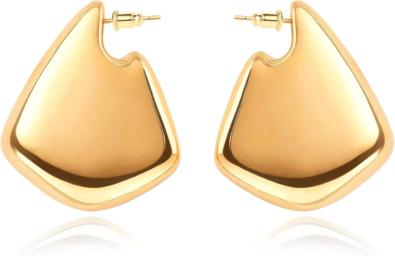 Gold Earrings for Women 14K Gold Plated Chunky Gold Earrings Earrings Dupes Irregular Waterdrop Hoop Earrings for Women Trendy Jewelry Gifts