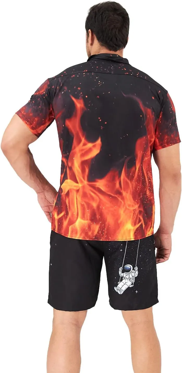 Goodstoworld Men's Novelty Hawaiian Button Down Shirts