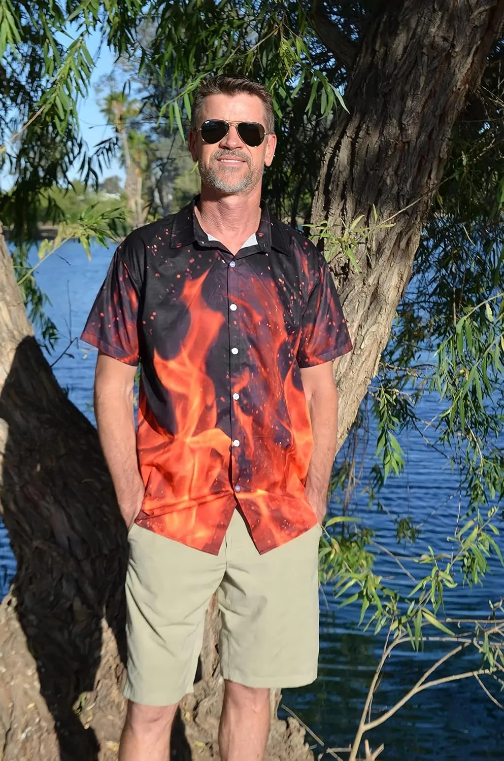 Goodstoworld Men's Novelty Hawaiian Button Down Shirts