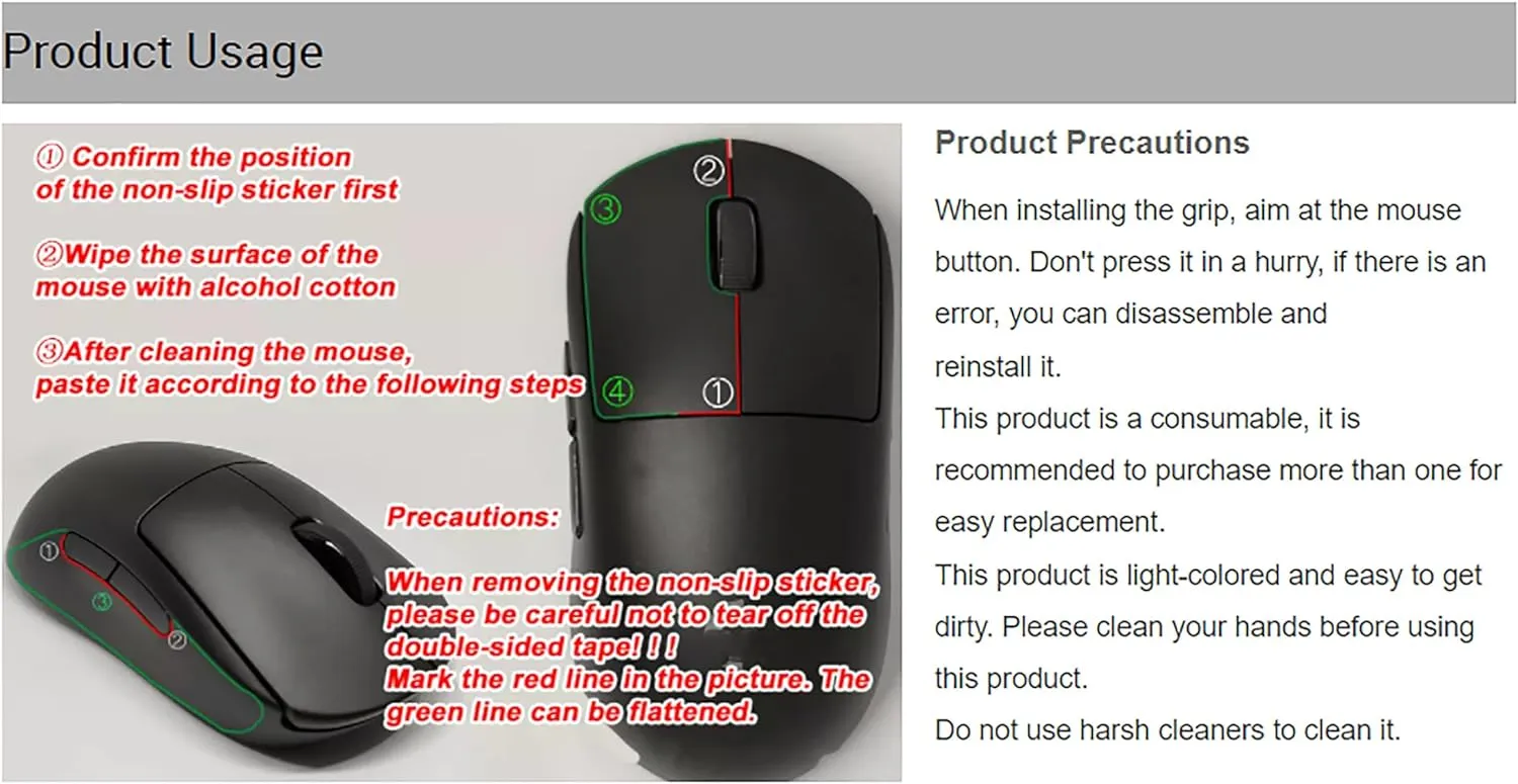Grip Tape for Razer Deathadder V3 Pro - Anti-Slip,Enhanced Control, Suck Sweat,Soft Leather,Improves FPS Gaming Grip [Pre-Cut] Black Thin 0.3mm