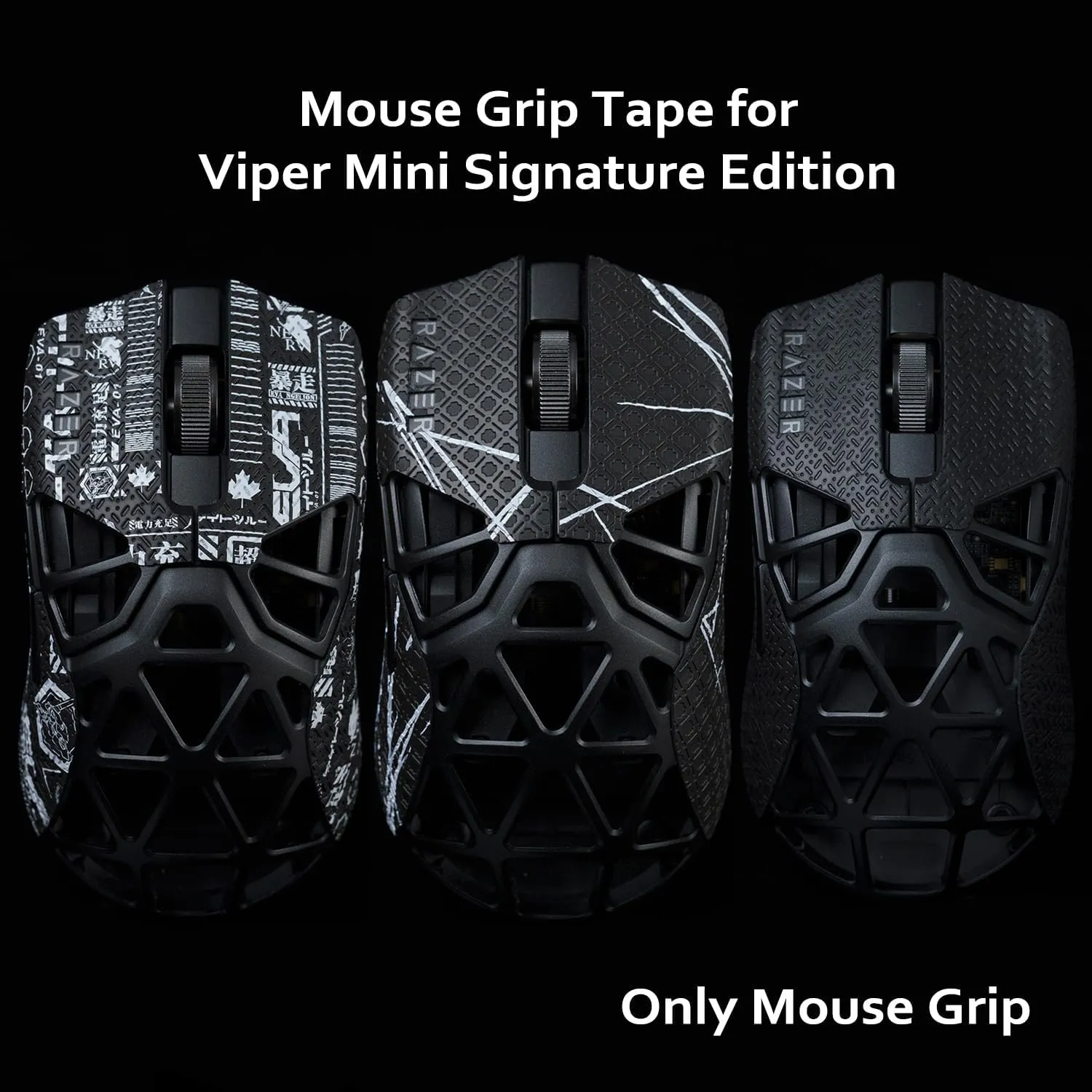 Grip Tape for Razer Viper Minise Mini Signature Edition - Anti-Slip,Enhanced Control, Suck Sweat,Soft Leather,Improves FPS Gaming Grip [Pre-Cut] Printsteam Black White