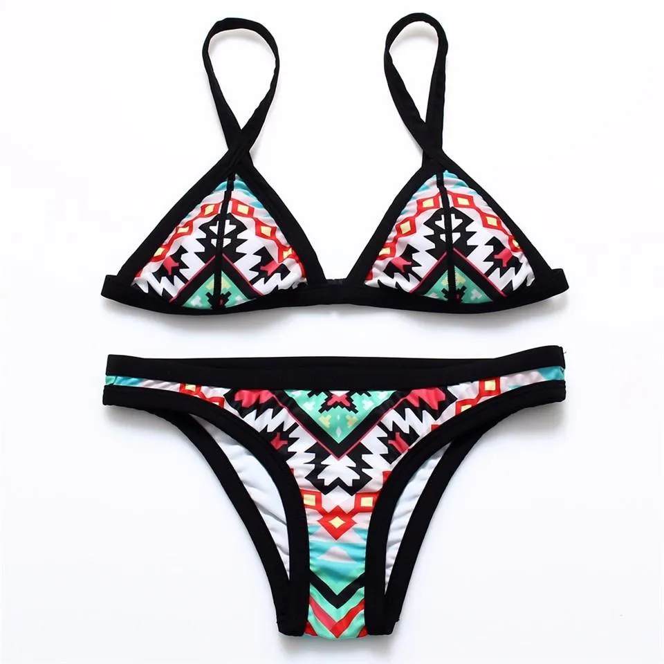 Hot Design Retro Style Simple Model Brazilian Sexy Printing Swimsuit Bikinis