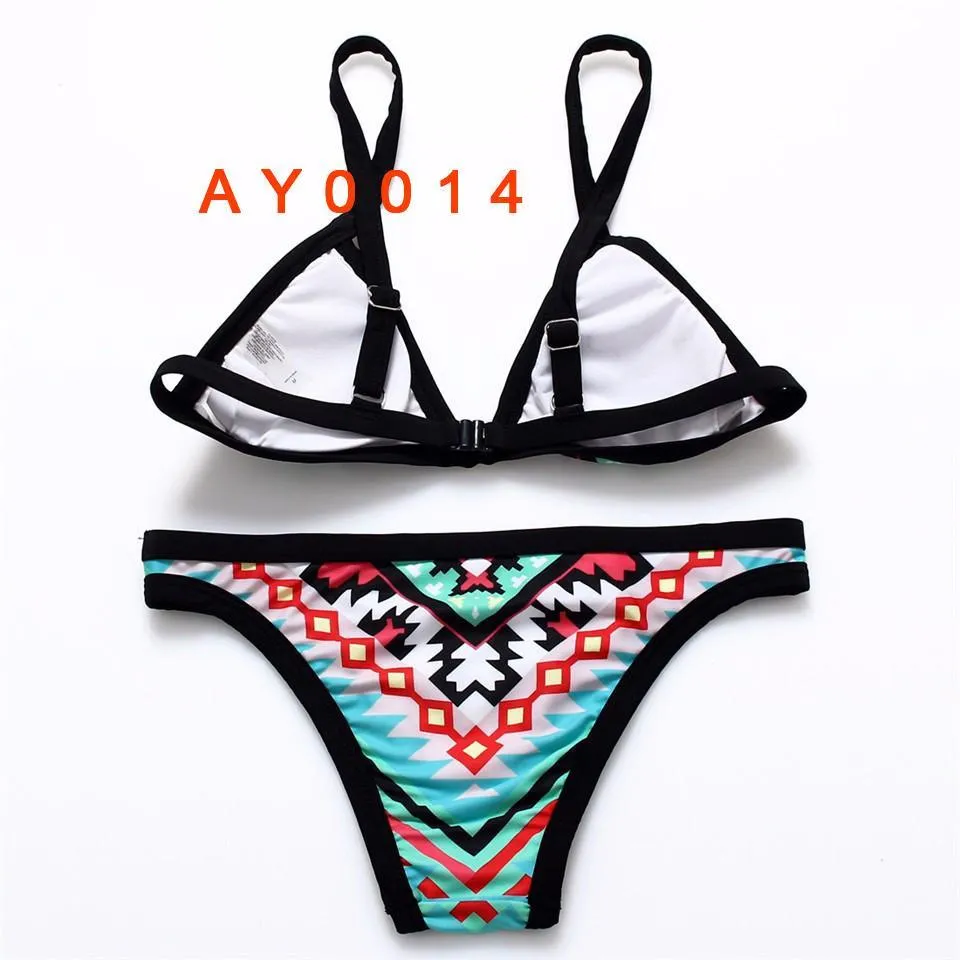 Hot Design Retro Style Simple Model Brazilian Sexy Printing Swimsuit Bikinis