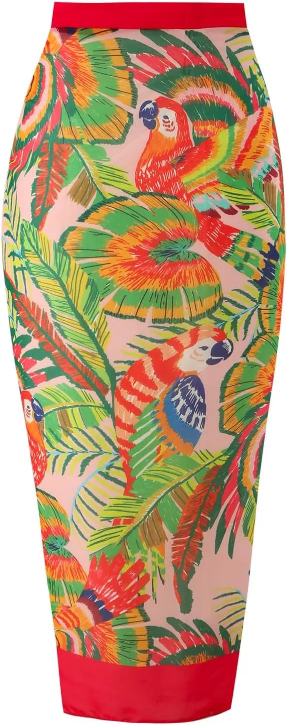 IBAKOM One Piece Swimsuit with Cover Ups Women Push Up Two Pieces Bathing Suit Sexy Bikini Set Wrap Skirt Swimwear Sarong