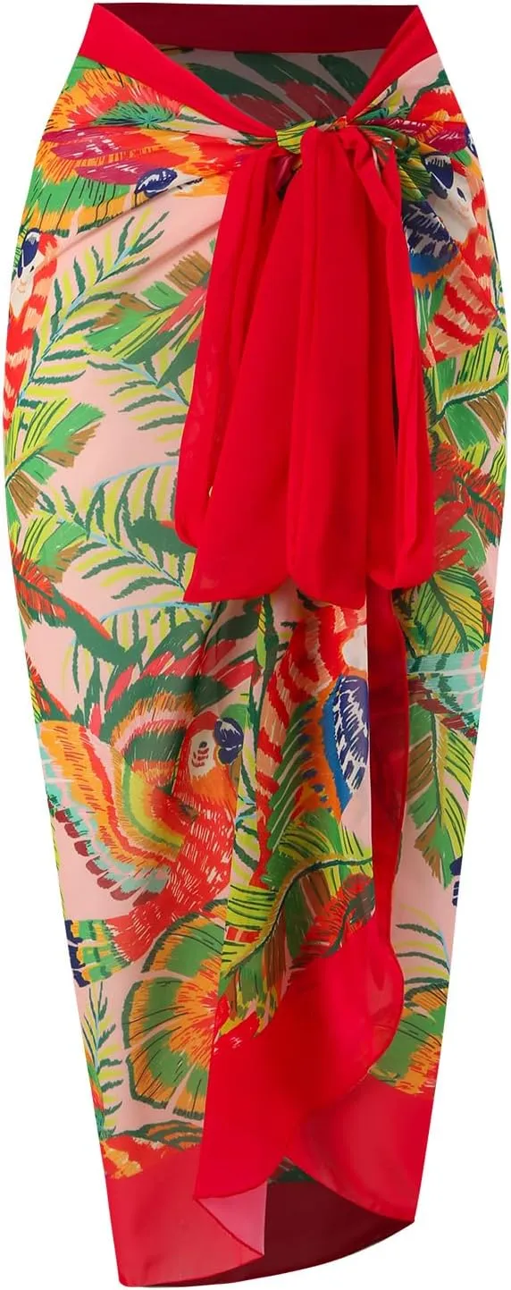 IBAKOM One Piece Swimsuit with Cover Ups Women Push Up Two Pieces Bathing Suit Sexy Bikini Set Wrap Skirt Swimwear Sarong