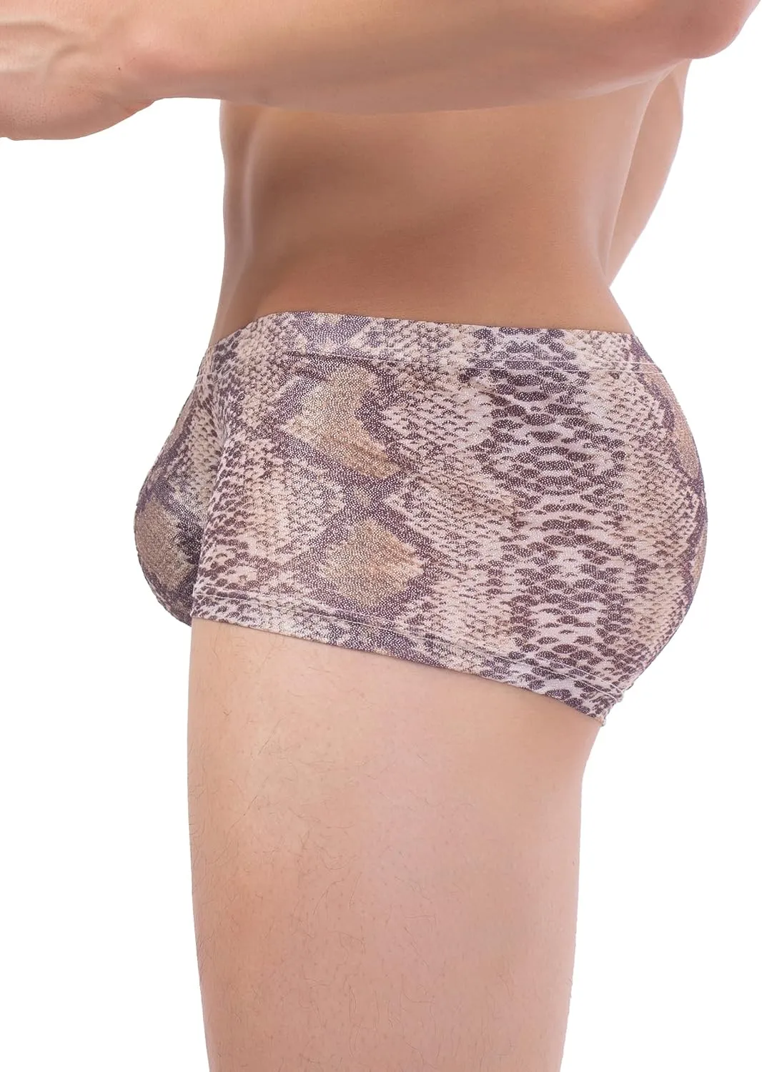 IKINGSKY Men's Snake Skin Pattern Boxer Briefs Breathable Bulge Shorts Underwear Sexy Low Rise Trunk Under Panties