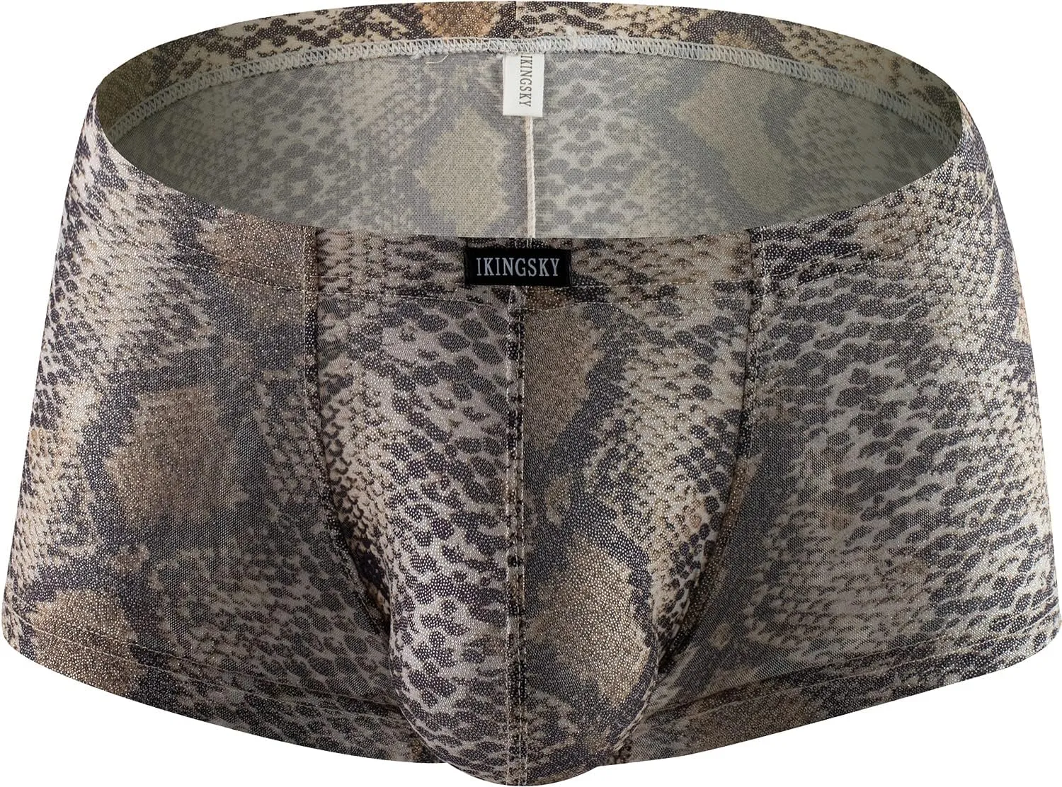 IKINGSKY Men's Snake Skin Pattern Boxer Briefs Breathable Bulge Shorts Underwear Sexy Low Rise Trunk Under Panties