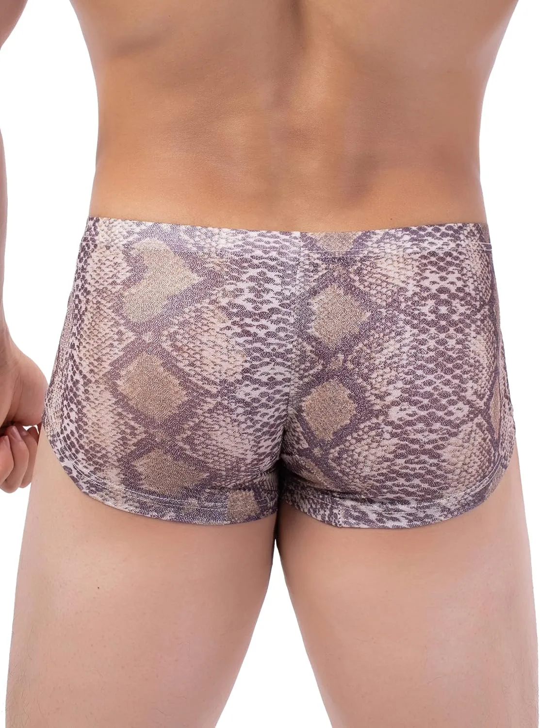 IKINGSKY Men's Snake Skin Pattern Boxer Briefs Breathable Bulge Shorts Underwear Sexy Low Rise Trunk Under Panties