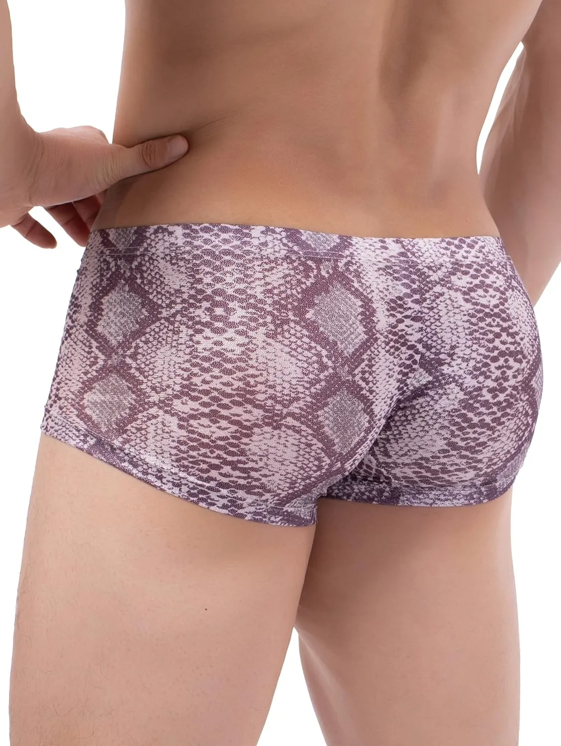 IKINGSKY Men's Snake Skin Pattern Boxer Briefs Breathable Bulge Shorts Underwear Sexy Low Rise Trunk Under Panties
